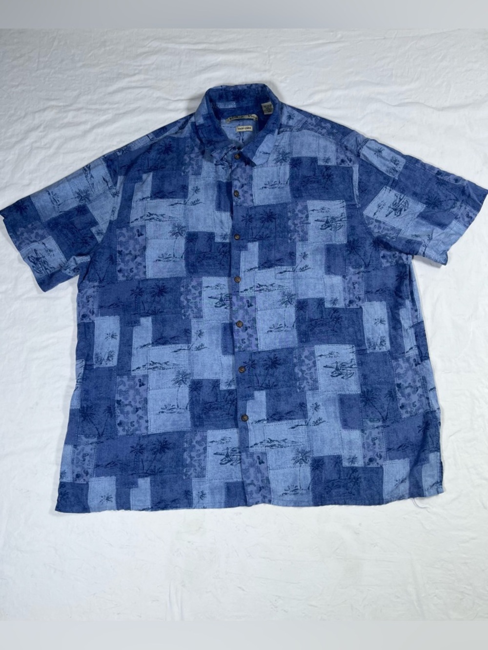Batik Bay XXL Blue Mens Button Down Shirt Palm Trees Tropical Vacation Beach